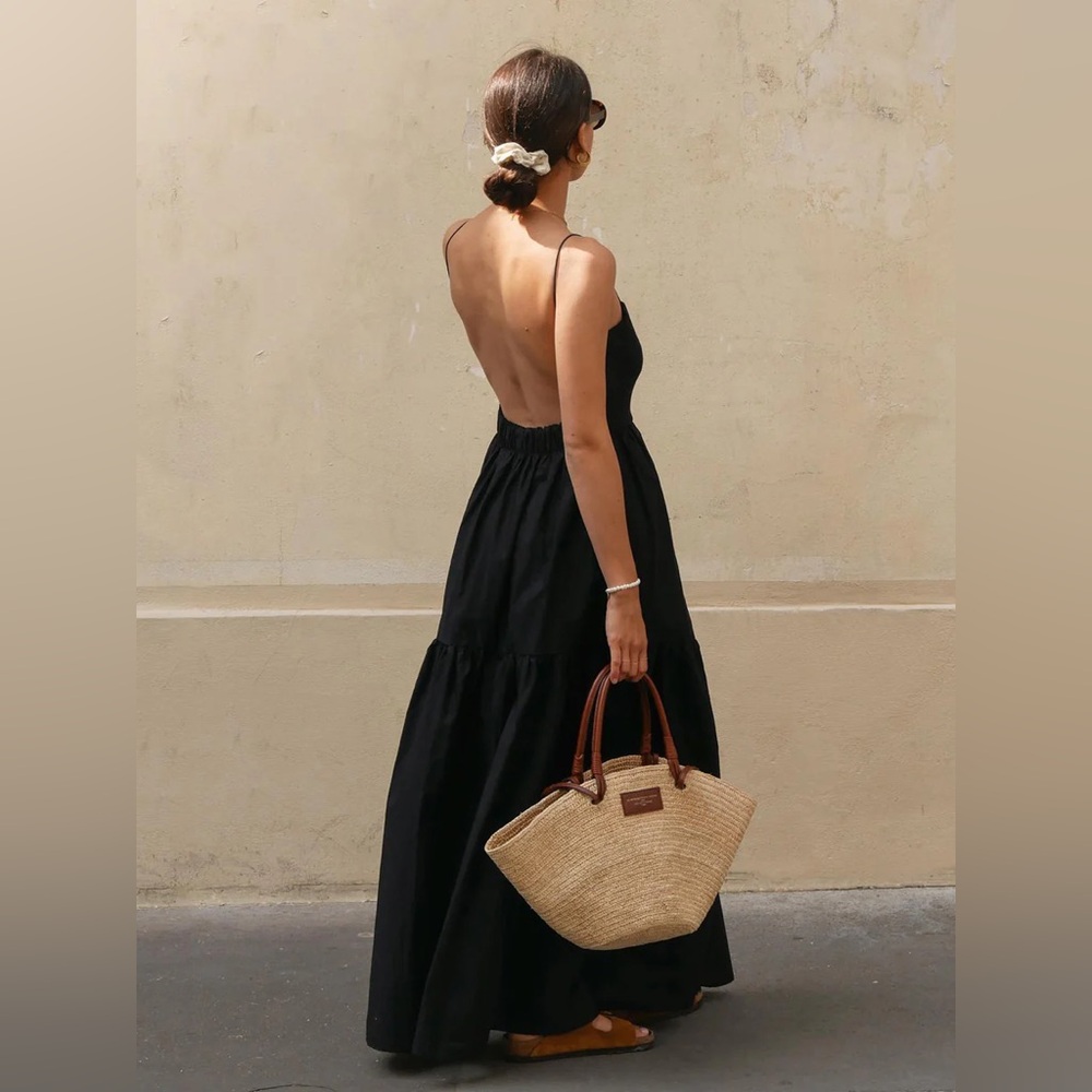Solid Backless Long Dress